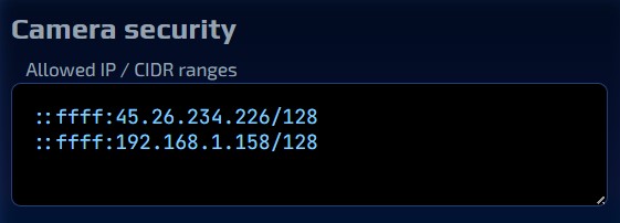 Aevocam Feed Editor Camera security Section