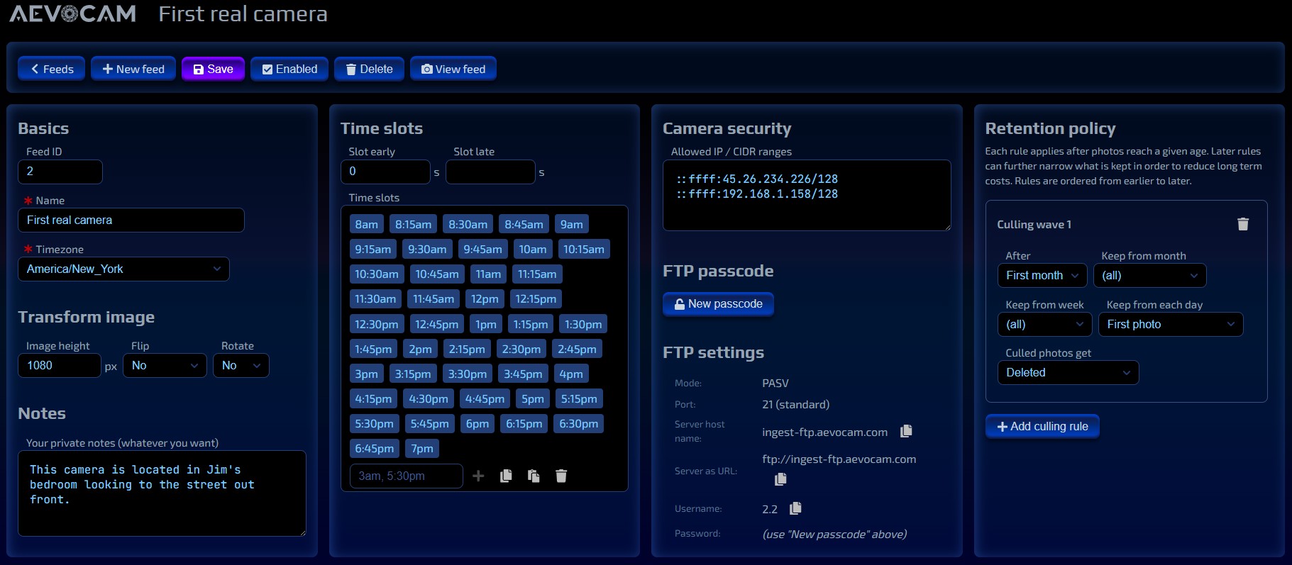 Aevocam Feed Editor Dashboard 3