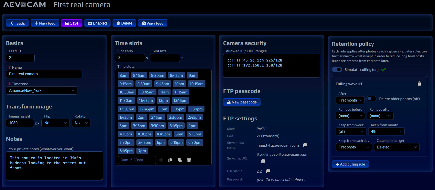 Aevocam Feed Editor Dashboard 4