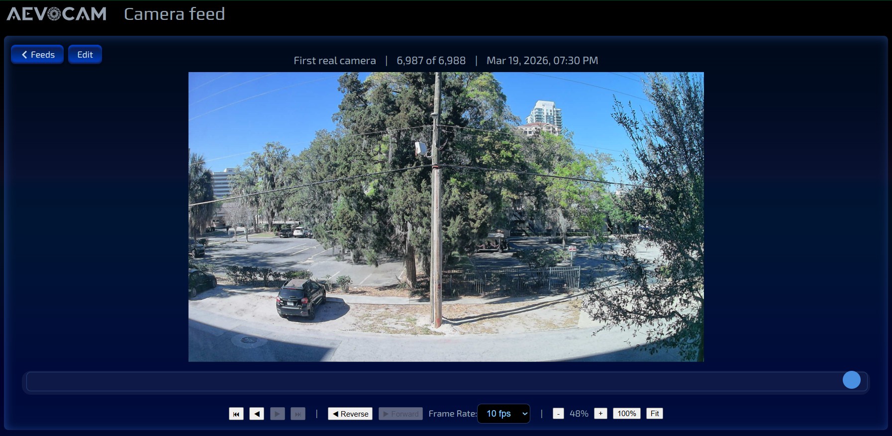 Aevocam Sample Camera Feed and Player Controls