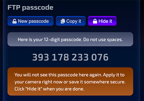 FTP passcode