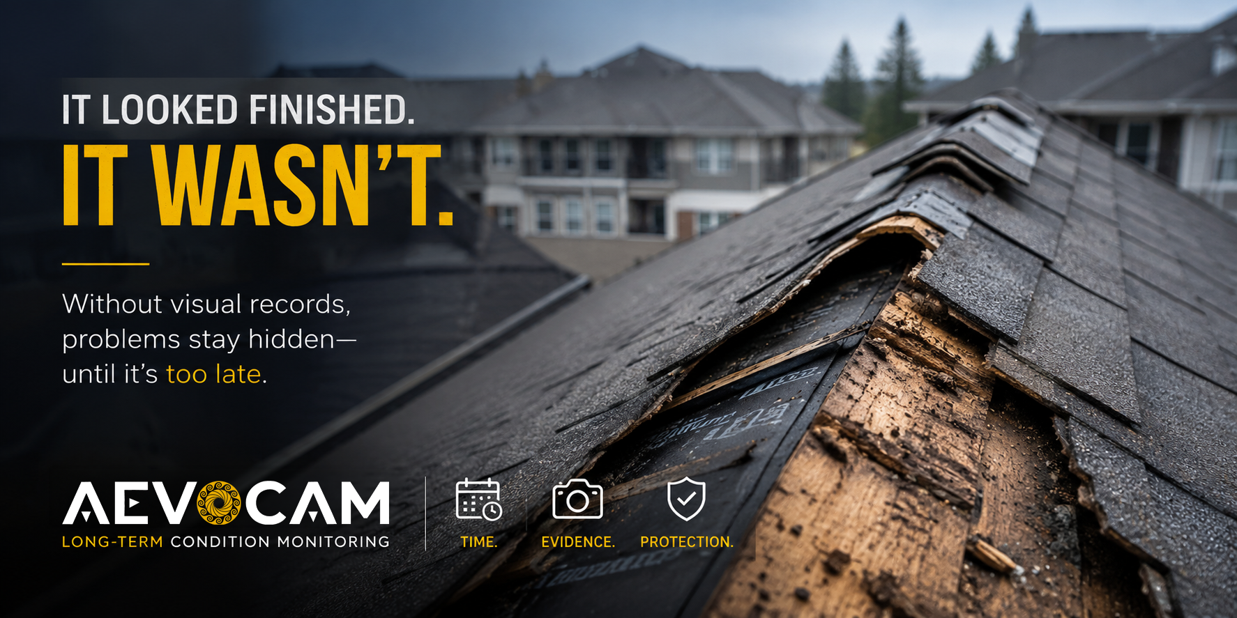 Cover image with damaged rooftop